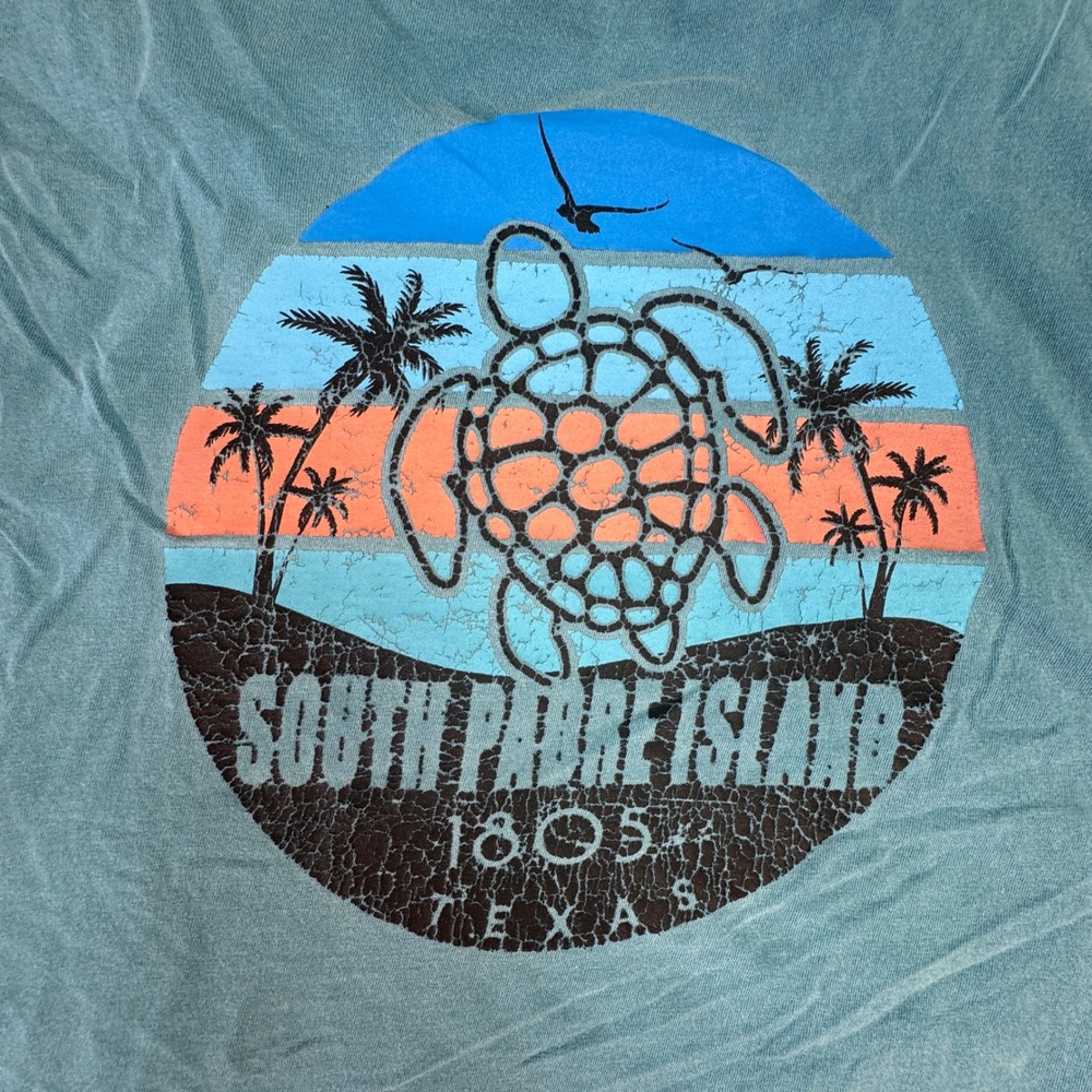U.S. Vintage Men's Tank Top "South Padre Island 1805 Texas" Blue‎ Sea Turtle XL